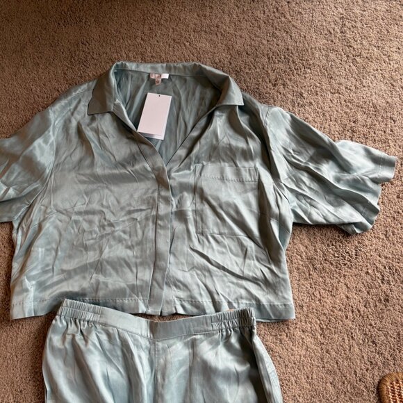 Lunya High Waisted Sleep Set Cumulus Blue L NWT - Picture 9 of 12